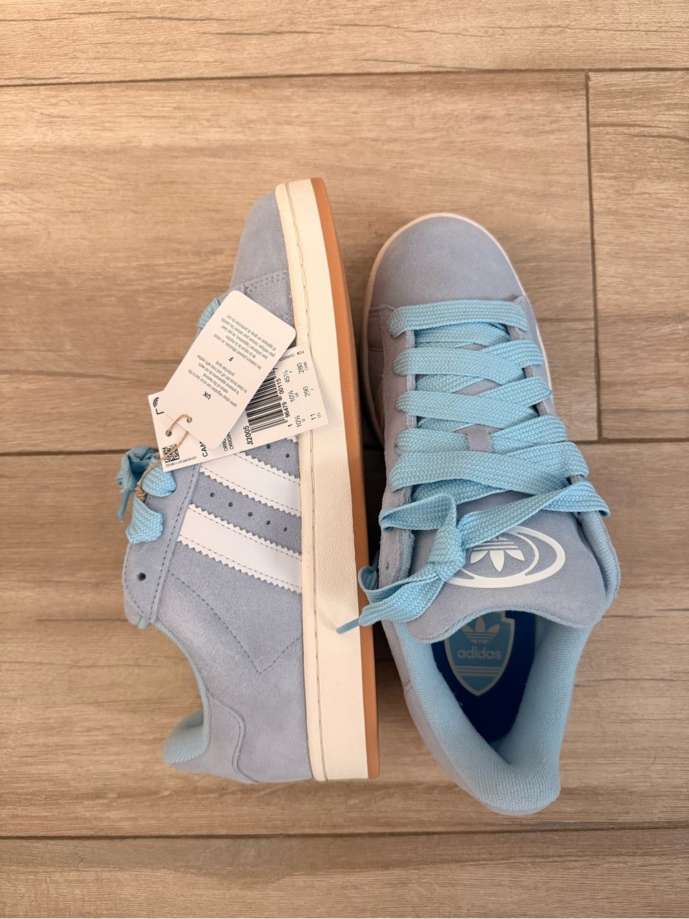 adidas campus 00 Light Blue Suede Low-Top Sneakers with White Stripes